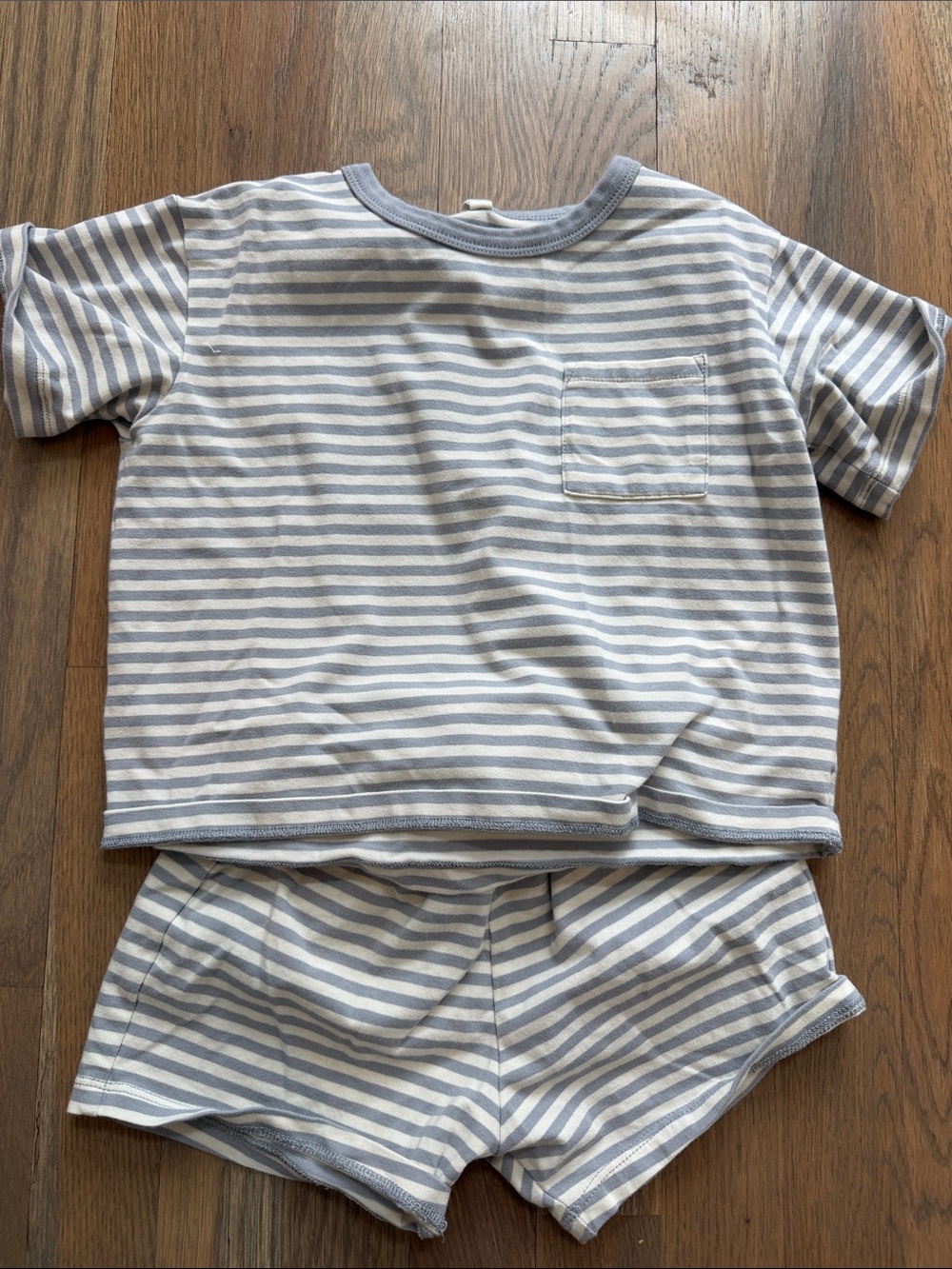 Kids Short-Sleeve Striped Pajama Set - Light Blue & White